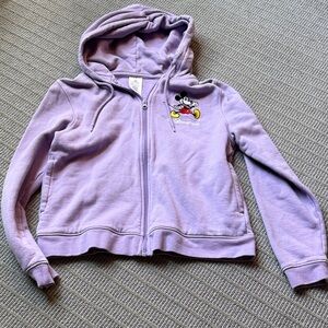 Walt disney world light purple embroidered Mickey Mouse full zip hoodie women s